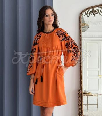 Яркое оранжевое украинское платье "Глория" украинские бренды