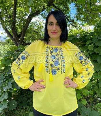 Желтая вышиванка с розами "Украиночка" Одесса