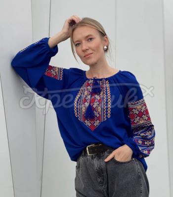 Украинская синяя вышиванка "Ясмин" купить