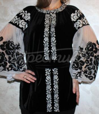 Черная женская блузка "Виринея" купить вышиванку