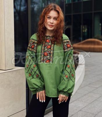 Зеленая женская вышиванка "Тантра" украинский бренд 