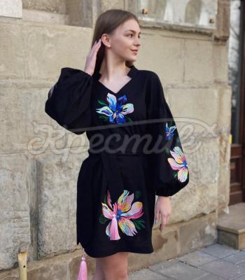 Черное вышитое платье "Бульваре" украинський бренд