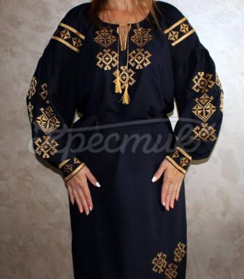 Элегантное черное вышитое платье "Пика" украинский производитель