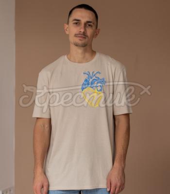 Телесная мужская футболка "Серденька" купить мужскую футболку