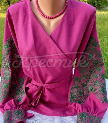 Блуза з вишивкою "Фуксія" малинова вишиванка бордова