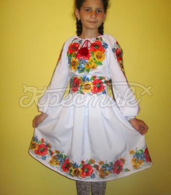 Детское вышитое платье " Полевые цветы" купить