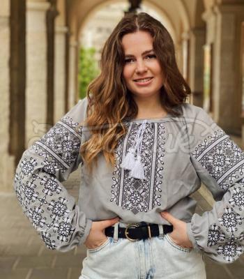Серая женская блузка "Махасайя" купить блузку Киев