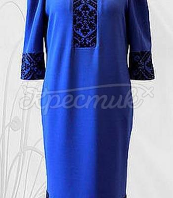 Женское вышитое платье " Классика в синем" купить