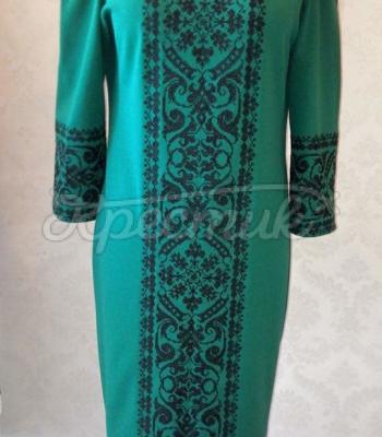 Женское вышитое платье " Классика в зеленом" купить