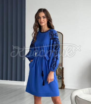 Синее женское дизайнерское платье "Дана" украинское платье