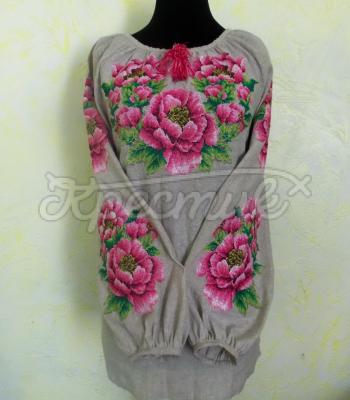 Женская вышиванка "Розовые пионы" купить Киев