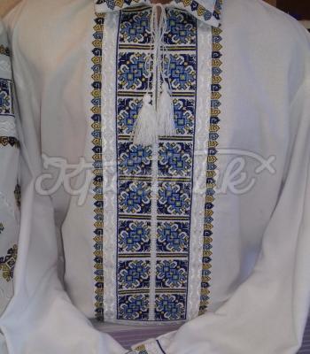Белая мужская вышиванка "Мираж" фото Крестик Киев