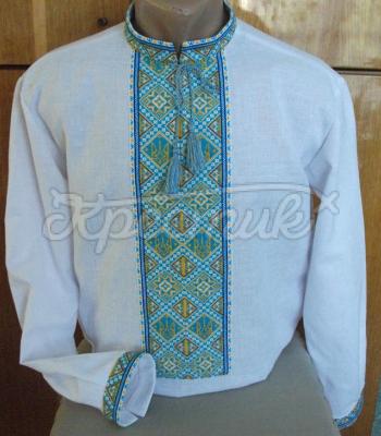 Вышиванка украинская мужская с вышитым тризубом