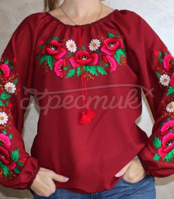 Вышитая женская блузка "Маковия" купить Одесса