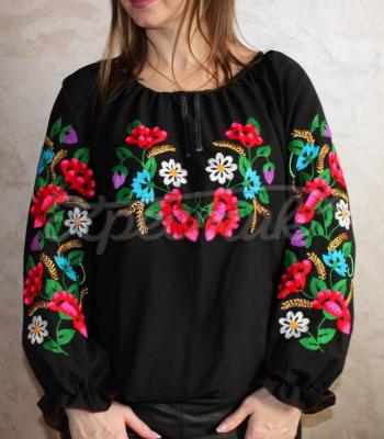 Вышитая женская черная блузка "Щедровочка" купить Суммы