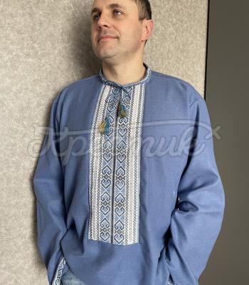 Голубая украинская вышиванка "Днепр" купить