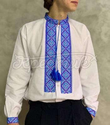 Мужская украинская вышиванка "Голубой василек" купить
