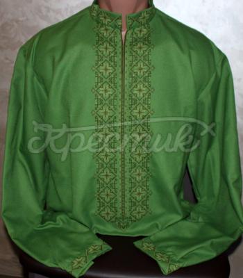Зеленая мужская вышиванка "Троица" купить Суммы