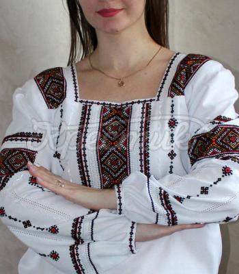 Біла українська вишиванка "Веселинка" купити Сумми