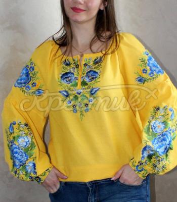 Вышитая желтая блузка "Лесана" купить