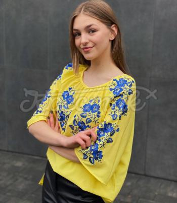 Желтая вышитая блузка "Амелия" купить вышиванку