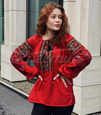 Красная женская вышиванка "Красная меринда" купить блузку