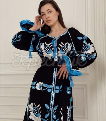 Черное вышитое платье "Орина" украинский производитель
