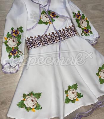 Детская белая вышиванка "Эрика" купить детское платье