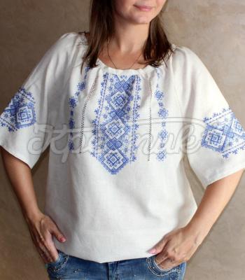 Женская белая вышитая блузка "Сохраненное наследие" купить блузку ручной работи