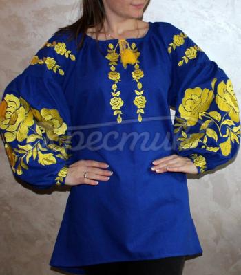 Украинская вышиванка женская в патриотических цветах "Стеша" купить женскую вышиванку