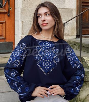 Темно-синяя женская вышиванка "Амалия" купить вышиванку для женщины