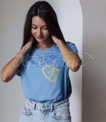 Голуба жіноча футболка "Серденько" купити футболку для жінки