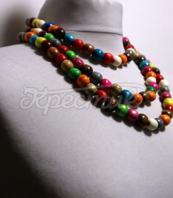 Тришарове кольорове намисто жіноче "Веселкове" фото