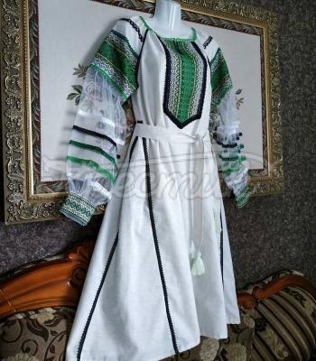 Бохо платье с ткаными вставками "Зеленцвет" фото