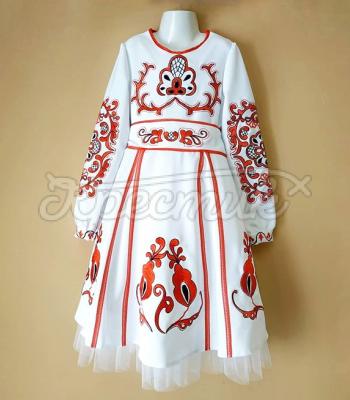 Вышитое платье на девочку с фатином и украинской вышивкой "Фея" фото