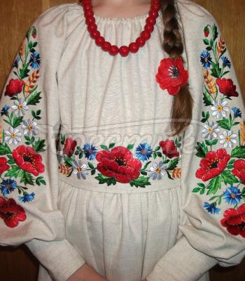 Украинское льняное платье с вышивкой