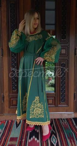 Зелене вишите плаття-бохо "Малахіт" фото
