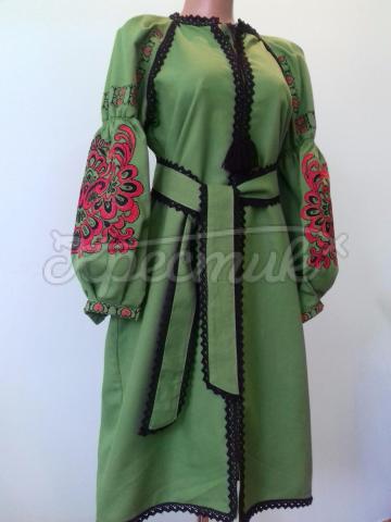Женское платье вышиванка "Зеленая весна" фото Крестик Киев