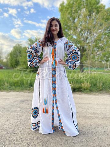 Стильна біла сукня бохо "Соната" вишиванка Харків