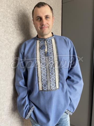 Мужская украинская вышиванка "Синяя сварга" купить