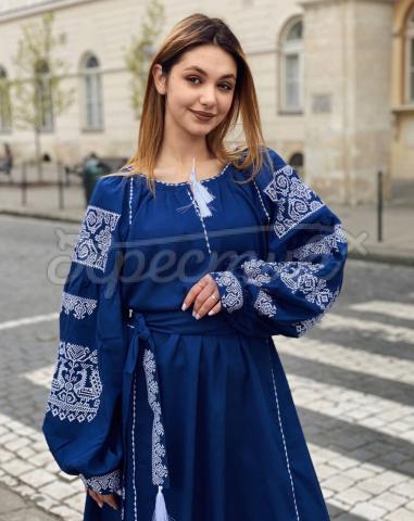 Синя сукня вишиванка "Жарптиця удачі" купити сукню Київ