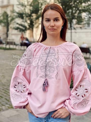 Вишита рожева блузка "Мадам Боварі" україїнський бренд