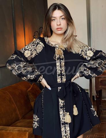 Черное вышитое женское платье "Элайза" украинский дизайн