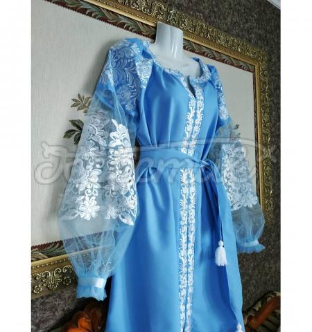 Голубое платье бохо с евросеткой "Флекси" фото 
