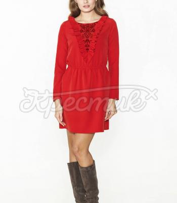 Красное платье "Цветочные узоры" фото