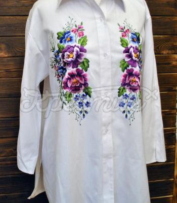 Жіноча біла сорочка "Квіти мрії" під замовлення