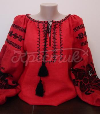 Червона вишита блуза "Муза" фото