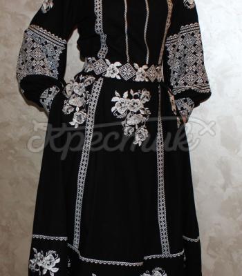 Черное вышитое платье "Звездопад" фото