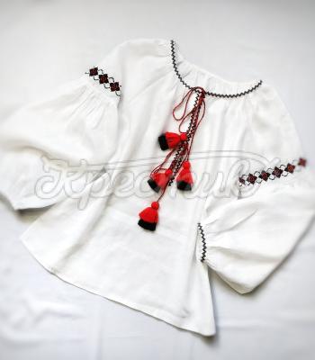 Біла вишита блуза "Мінімалізм" фото