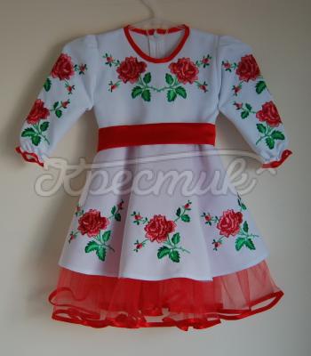 Детское платье вышиванка "Атласные розы" фото